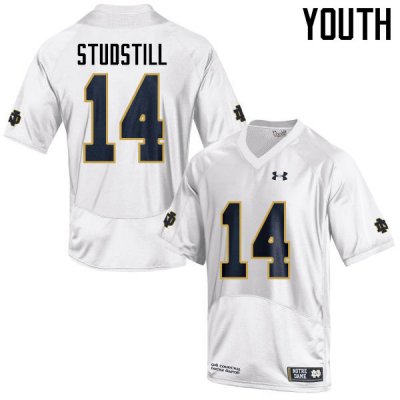 Notre Dame Fighting Irish Youth Devin Studstill #14 White Under Armour Authentic Stitched College NCAA Football Jersey JXW2599ZF